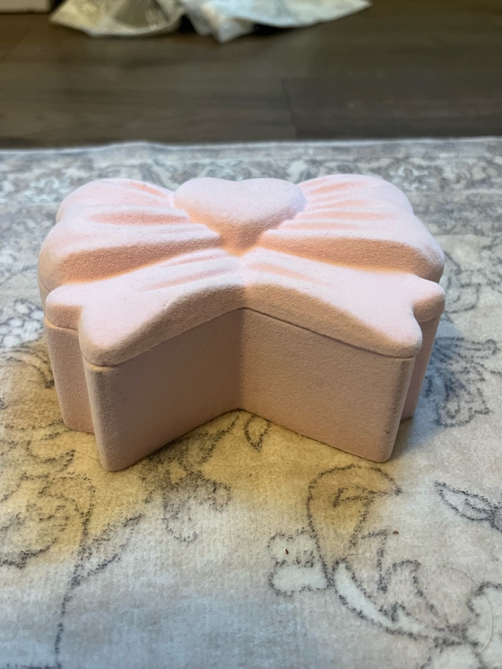 Hobby Lobby Pink Flocked Bow Box - Jewelry Box